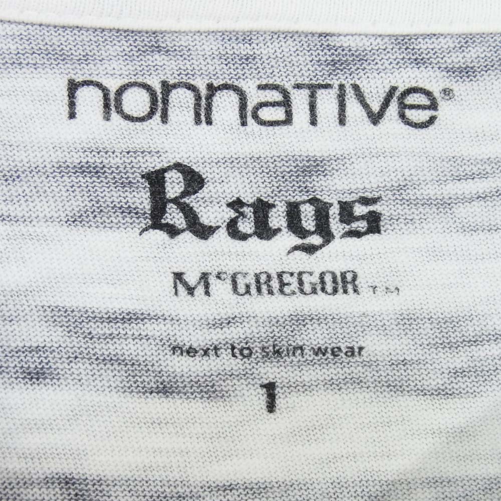 Rags McGREGOR ラグスマックレガー 211715652 × ノンネイティブ nonnative かすれボーダー ボートネック カットソー ネイビー系 S【中古】