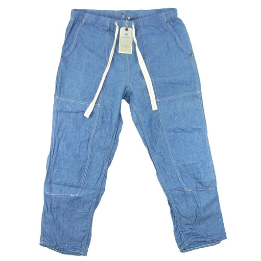 Anachronorm アナクロノーム ANA391 W Knee Easy Pants INDIGO コットンリネン シャンブレー イージーパンツ インディゴブルー系 1【新古品】【未使用】【中古】