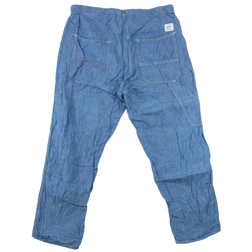 Anachronorm アナクロノーム ANA391 W Knee Easy Pants INDIGO コットンリネン シャンブレー イージーパンツ インディゴブルー系 1【新古品】【未使用】【中古】