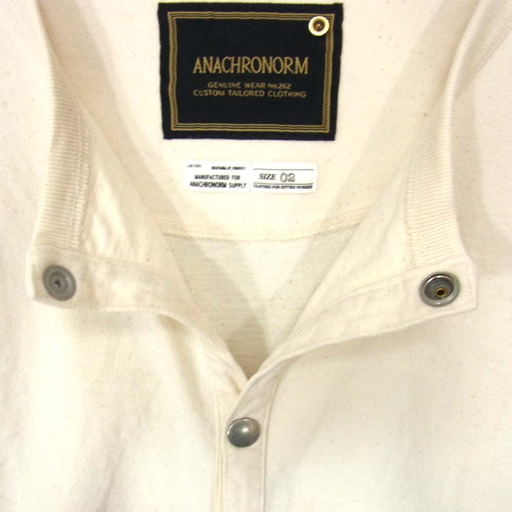 Anachronorm アナクロノーム ANA311 HEAVY WEIGHT SNAP L/S CREW ノーカラー オフホワイト系 2【新古品】【未使用】【中古】