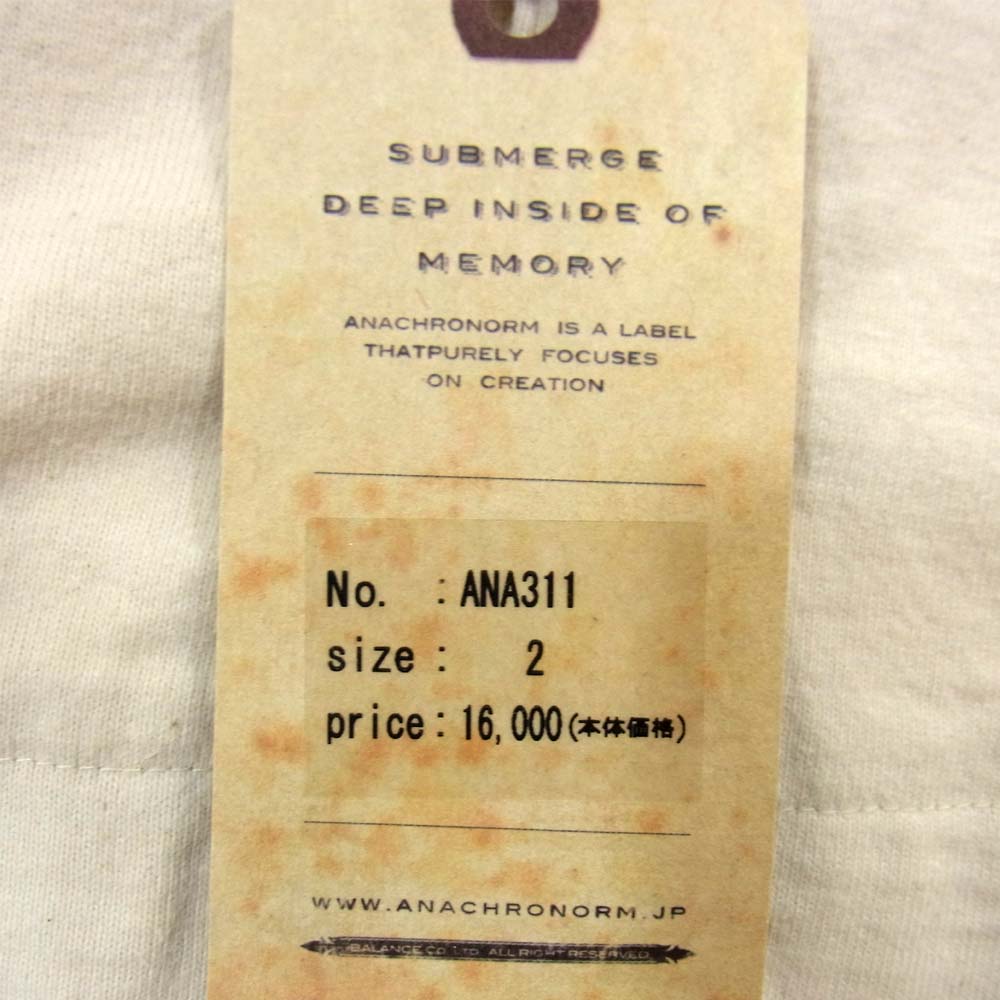 Anachronorm アナクロノーム ANA311 HEAVY WEIGHT SNAP L/S CREW ノーカラー オフホワイト系 2【新古品】【未使用】【中古】