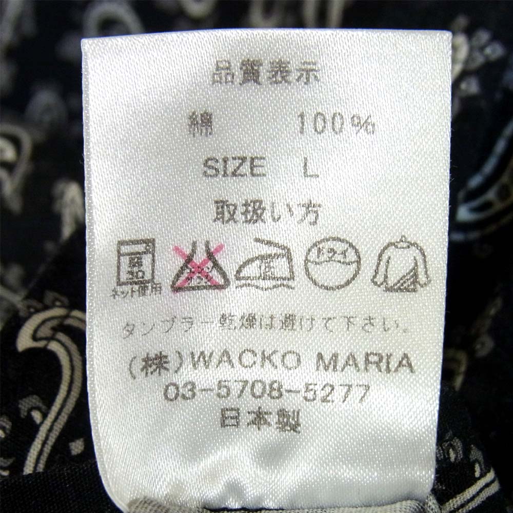 WACKO MARIA ワコマリア ペイズリー柄 ボタンダウン シャツ ブラック系 L【美品】【中古】