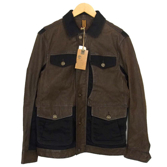 Timberland ティンバーランド カウレザー 異素材 ジャケット ブラウン系【新古品】【未使用】【中古】
