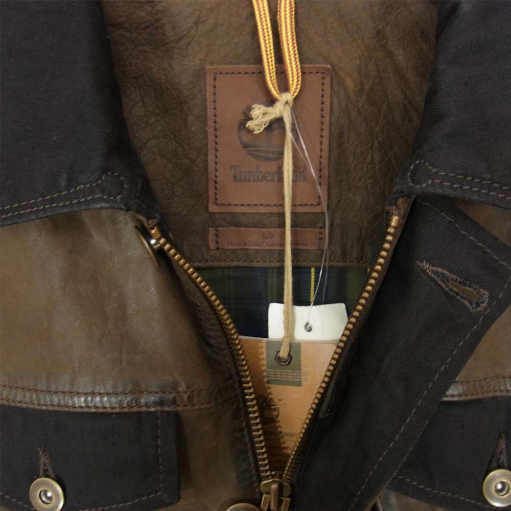 Timberland ティンバーランド カウレザー 異素材 ジャケット ブラウン系【新古品】【未使用】【中古】