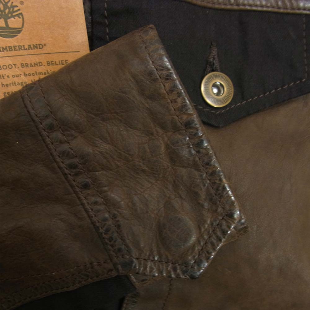 Timberland ティンバーランド カウレザー 異素材 ジャケット ブラウン系【新古品】【未使用】【中古】