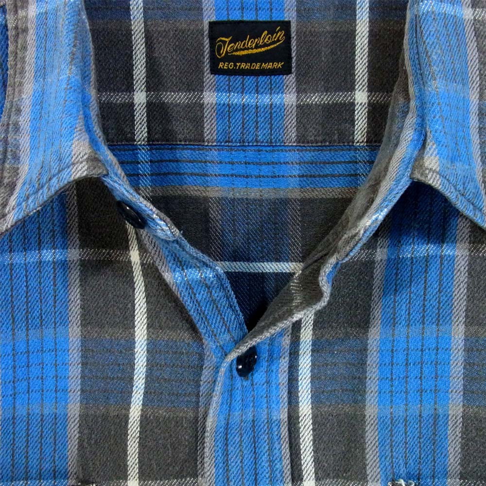 TENDERLOIN テンダーロイン T-FLANNEL SHT フランネル 長袖シャツ ブルー×グレー系 XL【中古】