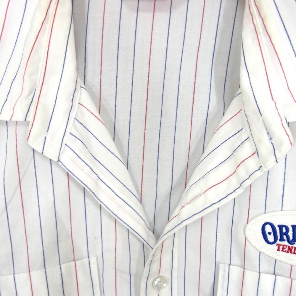 TENDERLOIN テンダーロイン T-WORK SHT U ワッペン ロゴ ストライプ 長袖シャツ ホワイト系 L【中古】