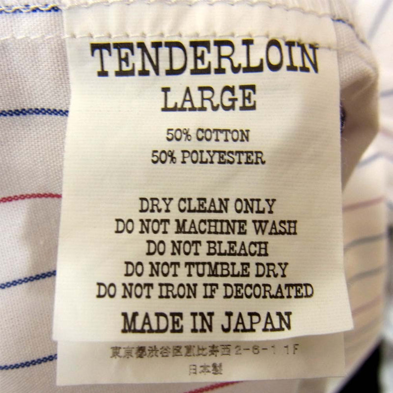 TENDERLOIN テンダーロイン T-WORK SHT U ワッペン ロゴ ストライプ 長袖シャツ ホワイト系 L【中古】