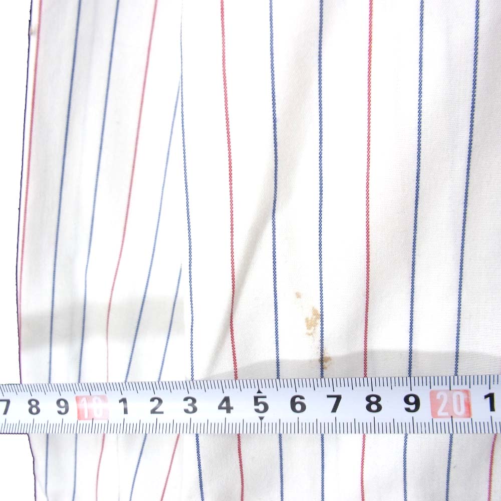 TENDERLOIN テンダーロイン T-WORK SHT U ワッペン ロゴ ストライプ 長袖シャツ ホワイト系 L【中古】