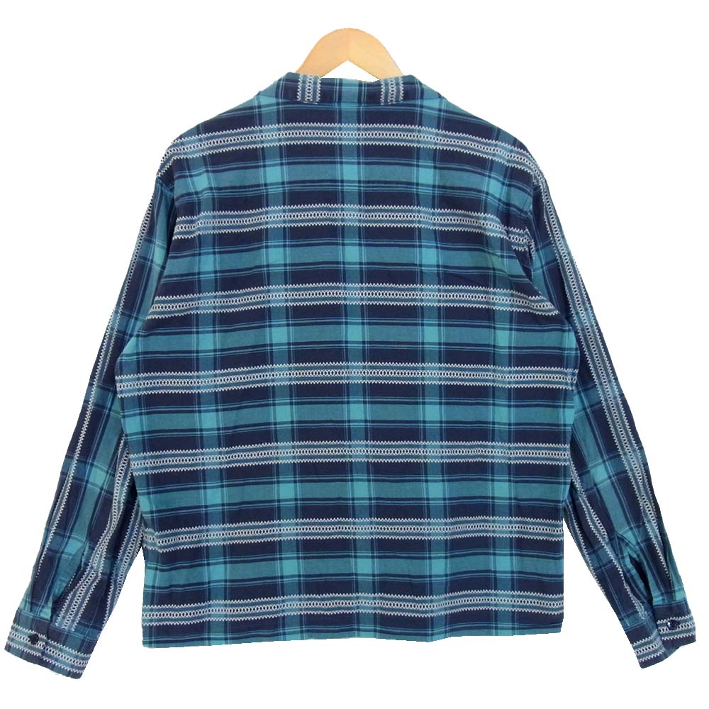 TENDERLOIN テンダーロイン T-CHECK SHT オープンカラー チェック 長袖シャツ ブルー系 L【中古】