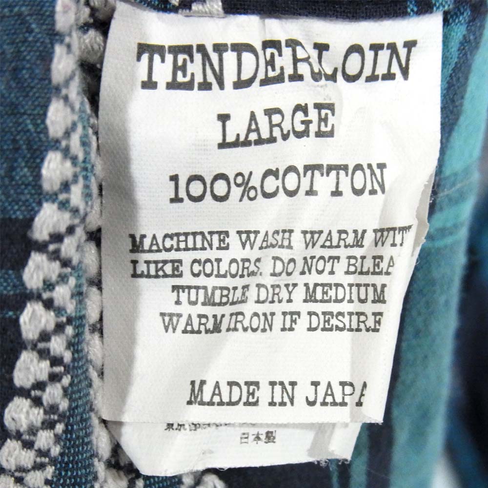 TENDERLOIN テンダーロイン T-CHECK SHT オープンカラー チェック 長袖シャツ ブルー系 L【中古】