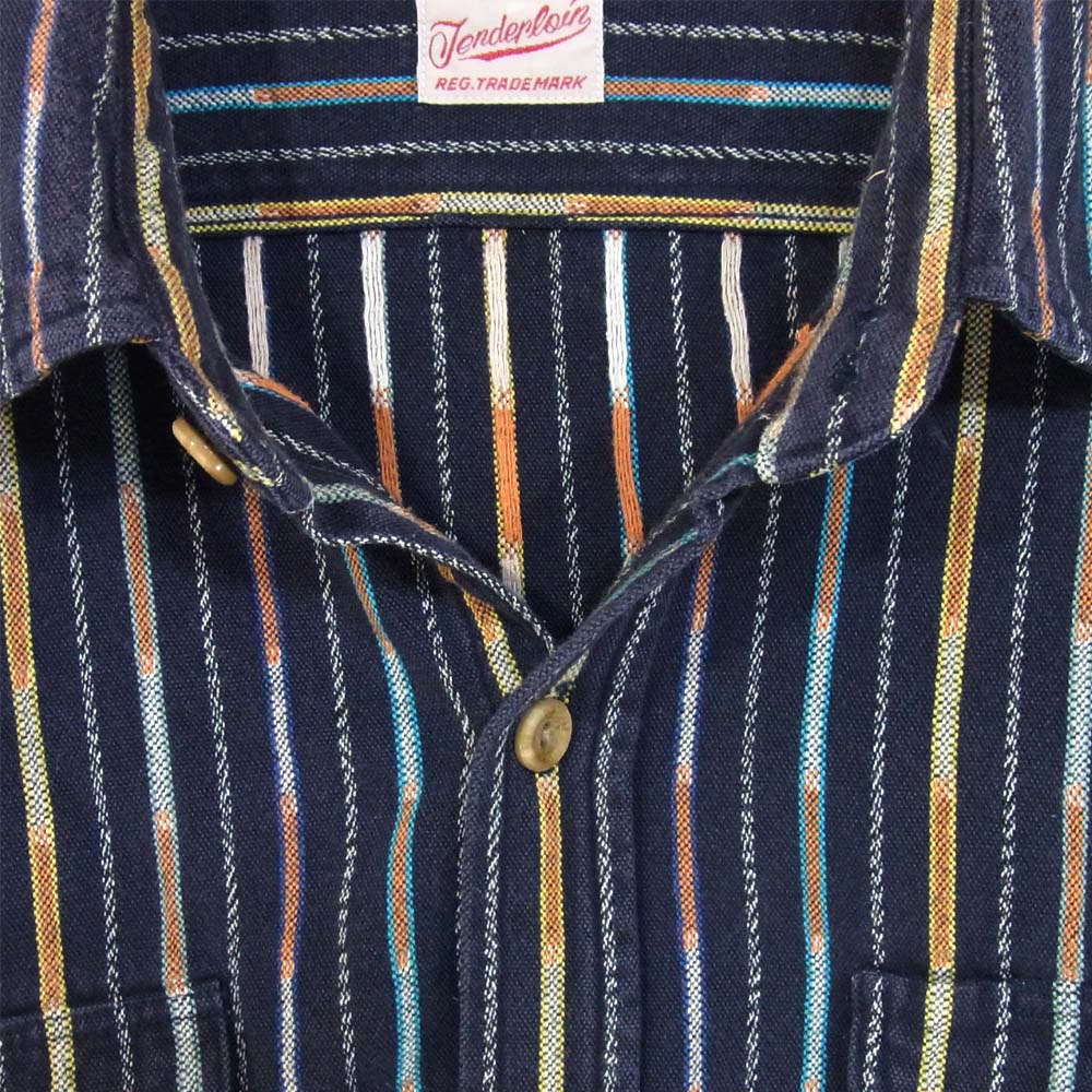 TENDERLOIN テンダーロイン T-NATIVE SHT ネイティブ長袖シャツ ネイビー系 L【中古】