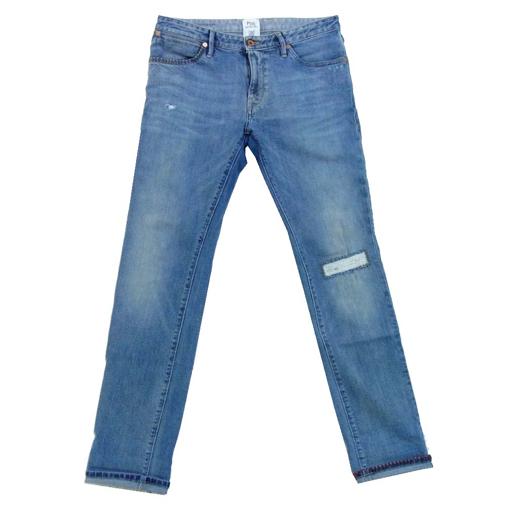 ピーティーゼロチンクエ SWING SUPER SLIM スーパースリム 膝ダメージ加工 デニムパンツ ブルー系 30【中古】