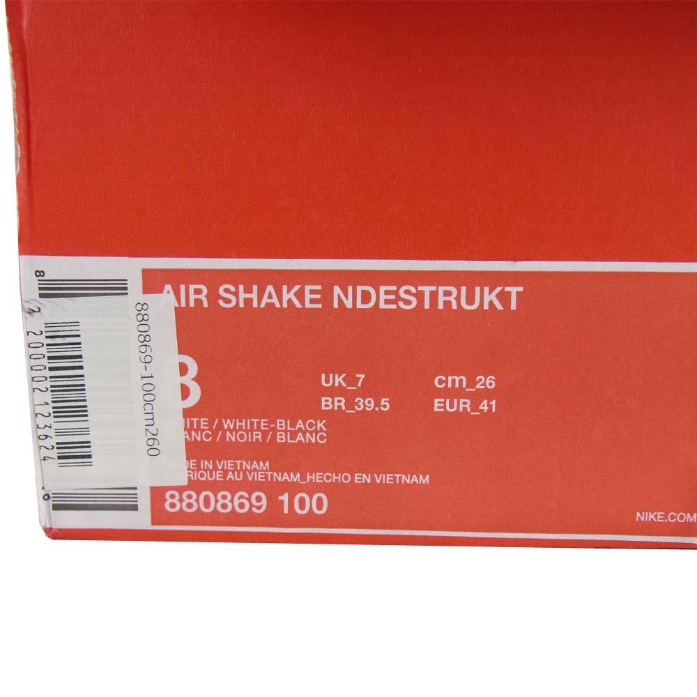 NIKE ナイキ 880869-100 AIR SHAKE エアシェイク ハイカット スニーカー ホワイト系 レッド系 26cm【美品】【中古】