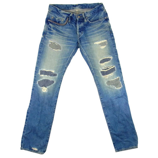 HYSTERIC GLAMOUR ヒステリックグラマー 0212AP03 SP加工 WR スタッズ ダメージ デニム パンツ インディゴブルー系 28【中古】