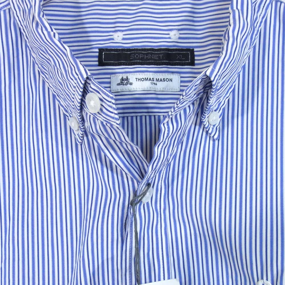 SOPHNET. ソフネット SOPH-200031 THOMAS MASON トーマスメイソン BASIC B.D SHIRT ベーシック ストライプ シャツ ブルー系 XL【新古品】【未使用】【中古】