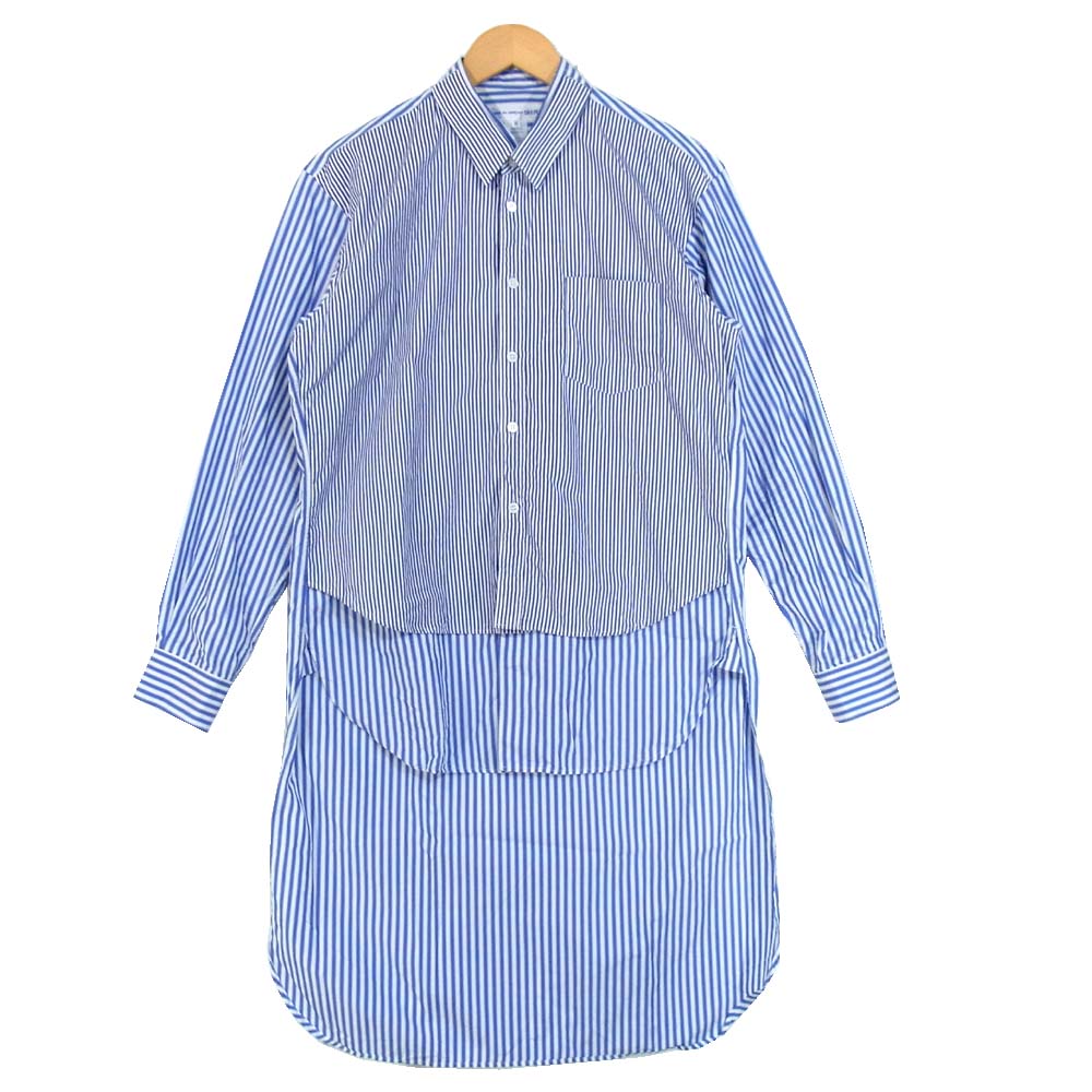 COMME des GARCONS コムデギャルソン W25089 シャツ SHIRT ドッキング 後身頃 ストライプ シャツ ブルー系 M【中古】
