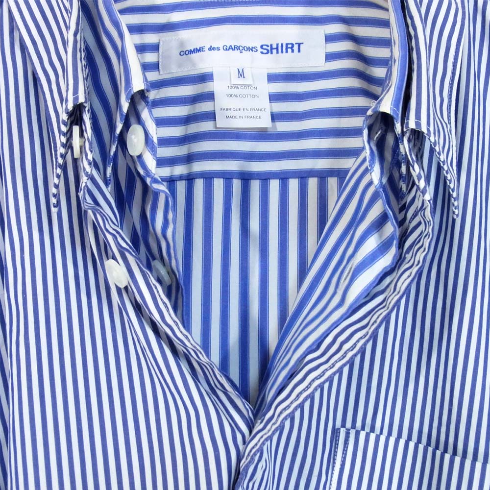 COMME des GARCONS コムデギャルソン W25089 シャツ SHIRT ドッキング 後身頃 ストライプ シャツ ブルー系 M【中古】
