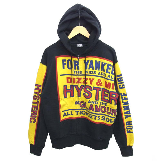 HYSTERIC GLAMOUR ヒステリックグラマー 01203CF01 DIZZY&MILKY オーバーサイズ ジップ パーカー ブラック系 M【美品】【中古】