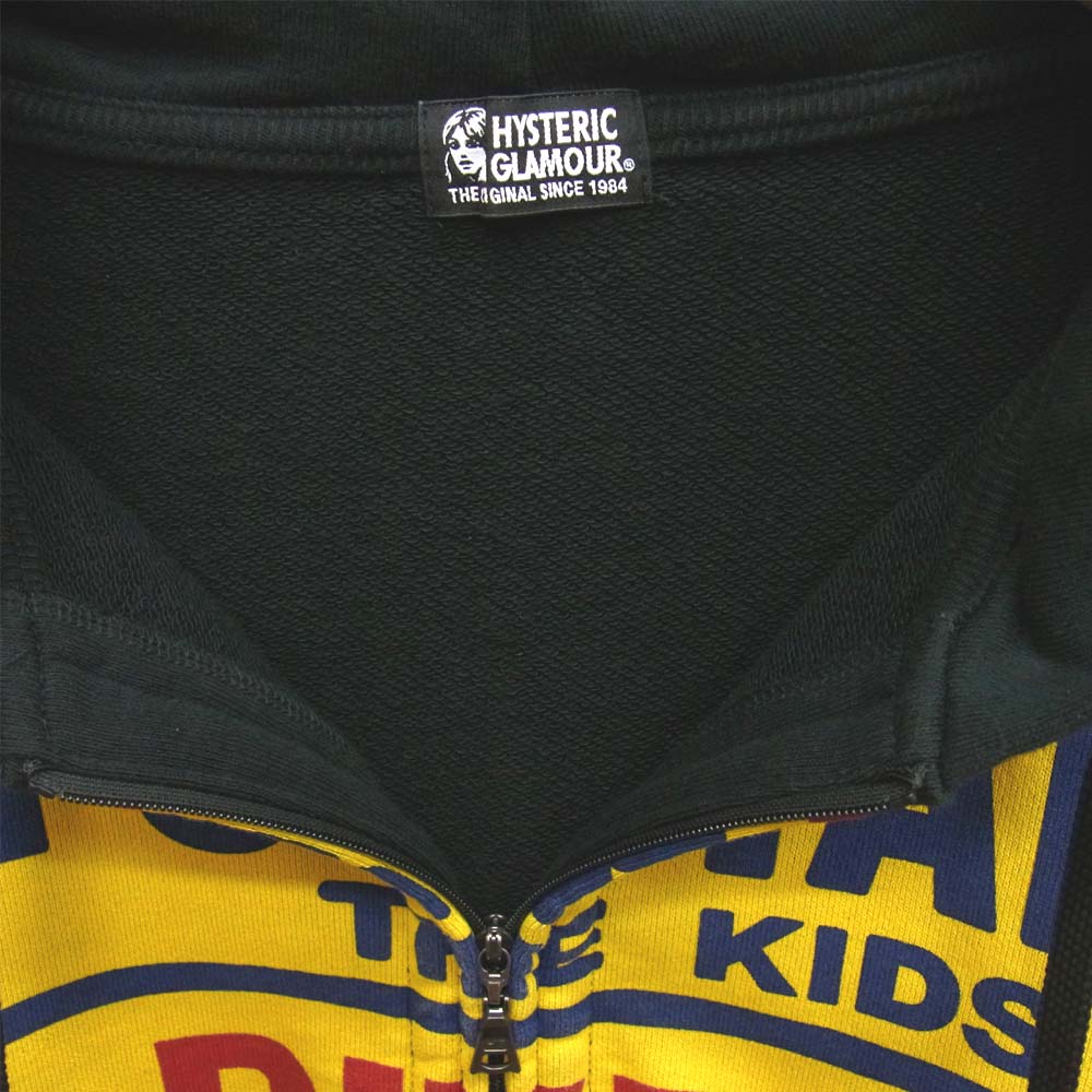 HYSTERIC GLAMOUR ヒステリックグラマー 01203CF01 DIZZY&MILKY オーバーサイズ ジップ パーカー ブラック系 M【美品】【中古】