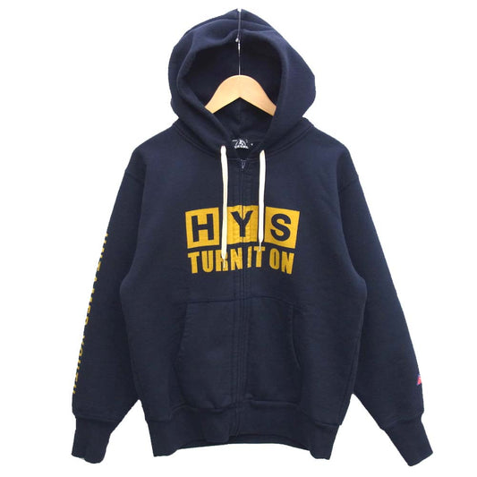 HYSTERIC GLAMOUR ヒステリックグラマー 20AW 02203CF06 UNTAMED プリント オーバーサイズ ジップパーカー ネイビー系 M【美品】【中古】