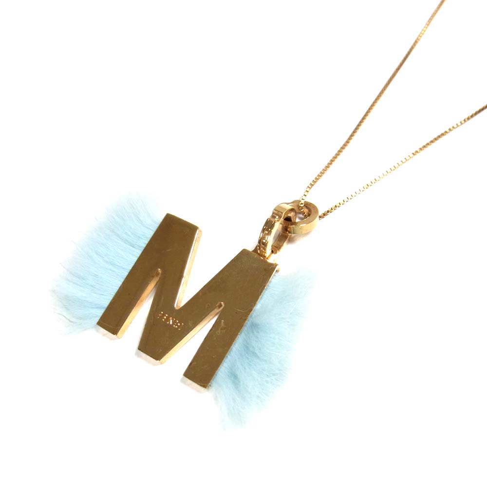 FENDI フェンディ エイビークリック ABClick M イニシャル チャーム ネックレス ゴールド系【中古】