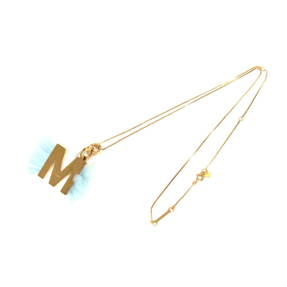 FENDI フェンディ エイビークリック ABClick M イニシャル チャーム ネックレス ゴールド系【中古】