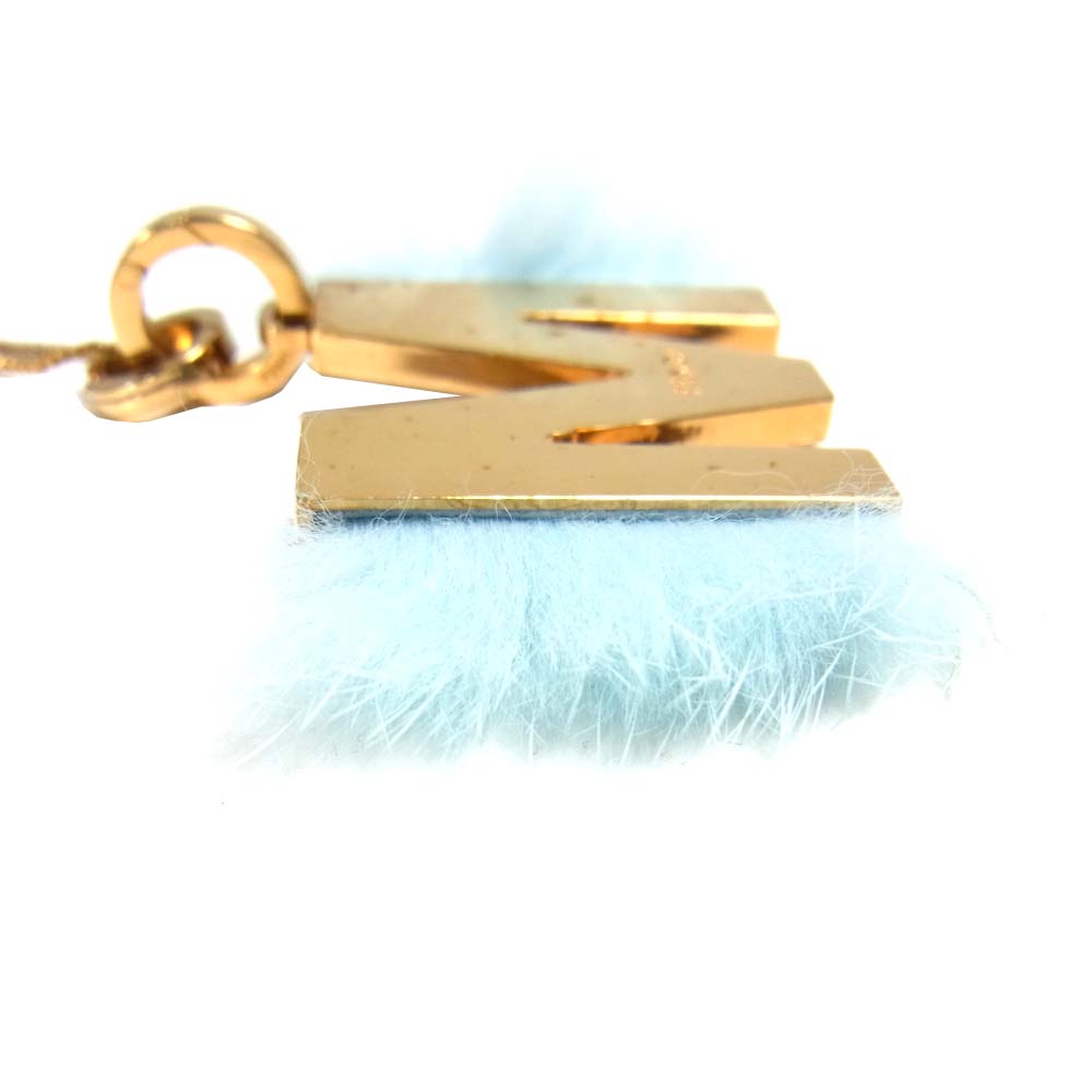 FENDI フェンディ エイビークリック ABClick M イニシャル チャーム ネックレス ゴールド系【中古】