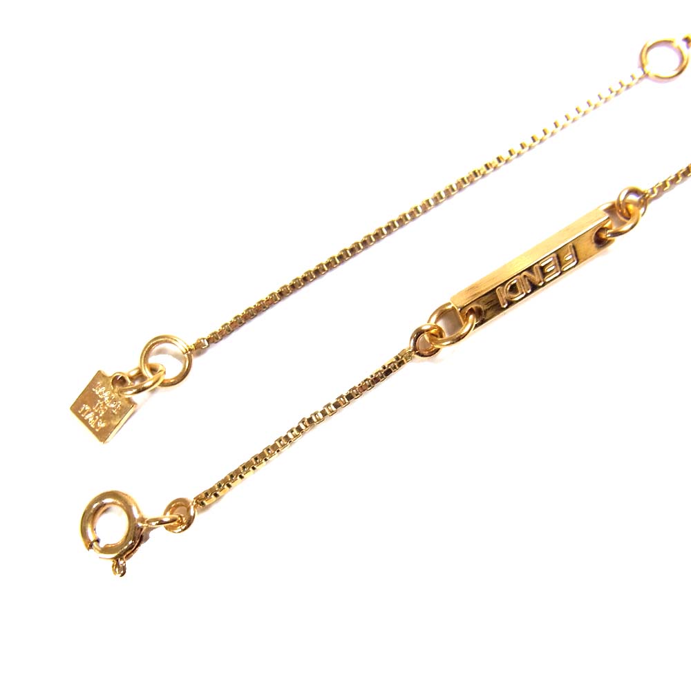 FENDI フェンディ エイビークリック ABClick M イニシャル チャーム ネックレス ゴールド系【中古】