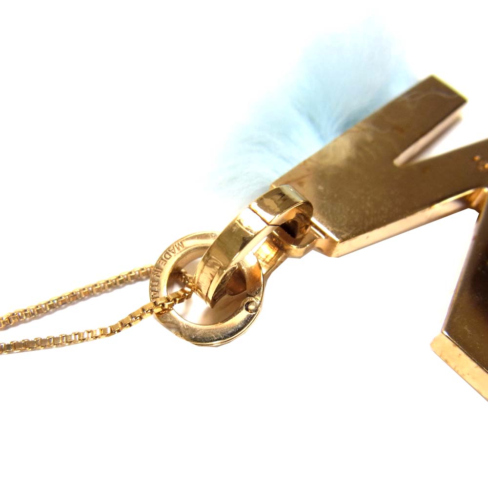 FENDI フェンディ エイビークリック ABClick M イニシャル チャーム ネックレス ゴールド系【中古】