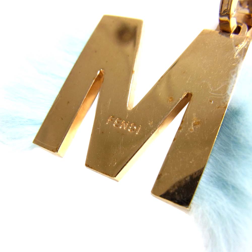 FENDI フェンディ エイビークリック ABClick M イニシャル チャーム ネックレス ゴールド系【中古】