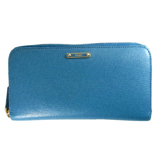 FENDI フェンディ  8M0299 ラウクレヨンズ カーフ ラウンドファスナー 長財布 ブルー系【中古】