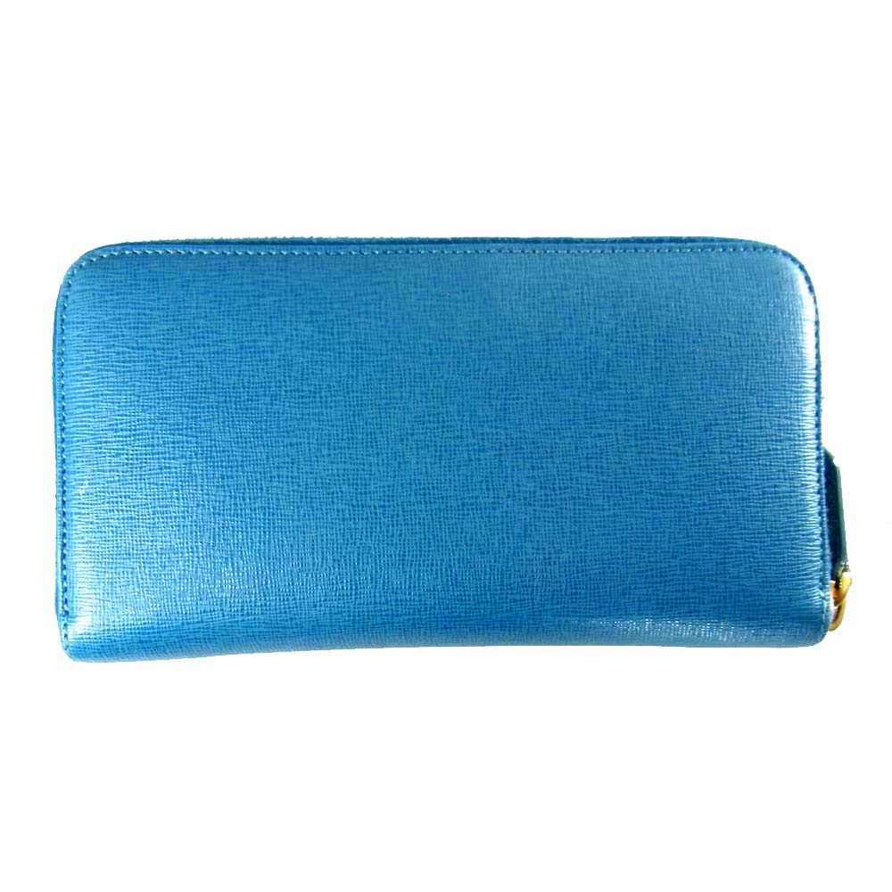 FENDI フェンディ  8M0299 ラウクレヨンズ カーフ ラウンドファスナー 長財布 ブルー系【中古】