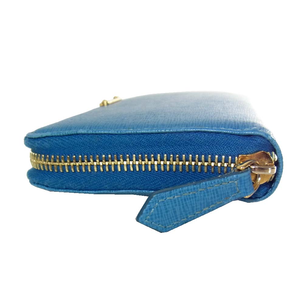 FENDI フェンディ  8M0299 ラウクレヨンズ カーフ ラウンドファスナー 長財布 ブルー系【中古】