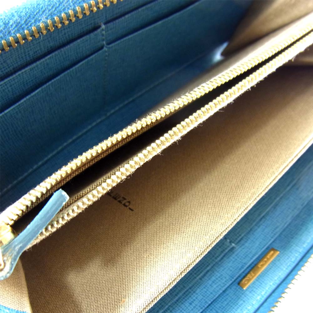 FENDI フェンディ  8M0299 ラウクレヨンズ カーフ ラウンドファスナー 長財布 ブルー系【中古】