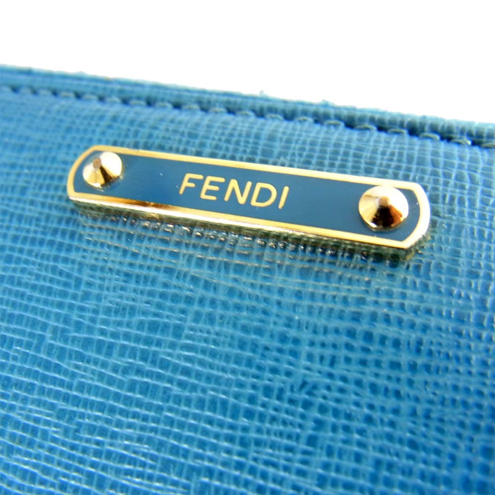 FENDI フェンディ  8M0299 ラウクレヨンズ カーフ ラウンドファスナー 長財布 ブルー系【中古】