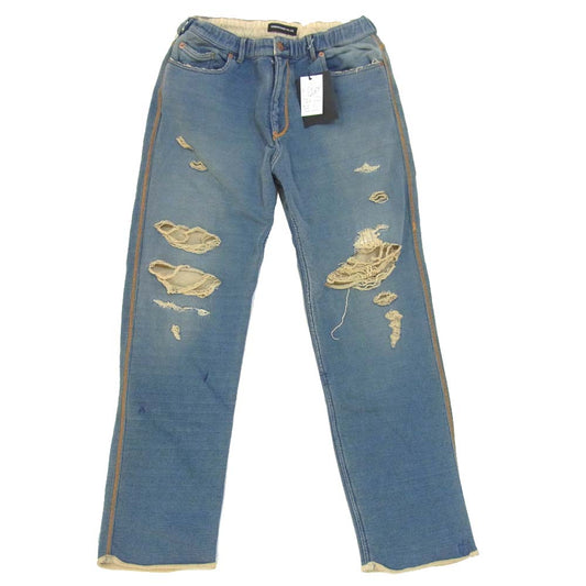 UNDERCOVER アンダーカバー 18AW UCV1503 ウラケ ダメージデニム加工 スウェット パンツ  インディゴブルー系 3【美品】【中古】