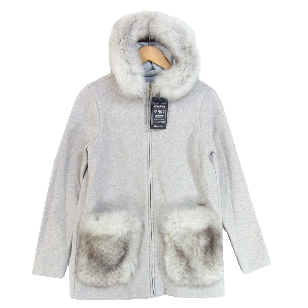 WOOLRICH ウールリッチ WWFEL1037 COTTON FUR PKT HOODIE フード付き ウール パーカー WHITE STONE S【新古品】【未使用】【中古】