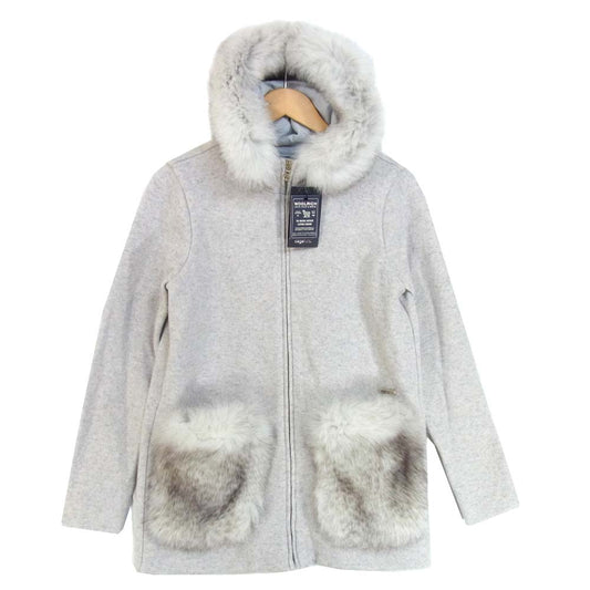 WOOLRICH ウールリッチ WWFEL1037 COTTON FUR PKT HOODIE フード付き ウール パーカー WHITE STONE S【新古品】【未使用】【中古】
