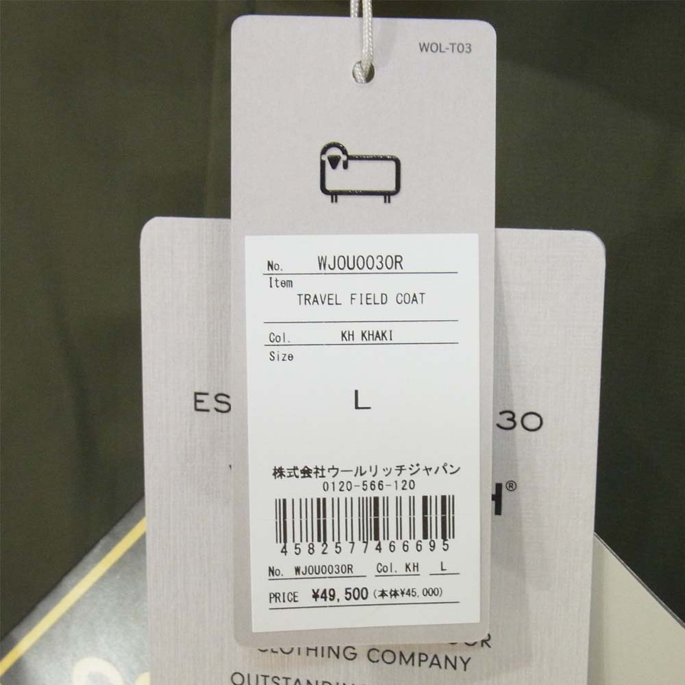 WOOLRICH ウールリッチ WJOU0030R TRAVEL FIELD COAT トラベル フィールド コート カーキ系 L【新古品】【未使用】【中古】