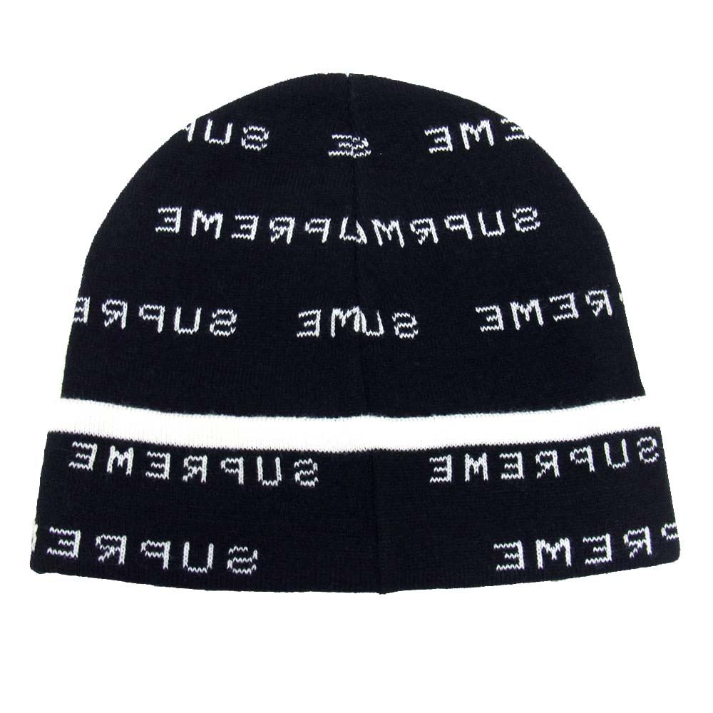 Supreme シュプリーム 20SS Logo Repeat Beanie ロゴ リピート ビーニー ニットキャップ ブラック系 ホワイト系【美品】【中古】
