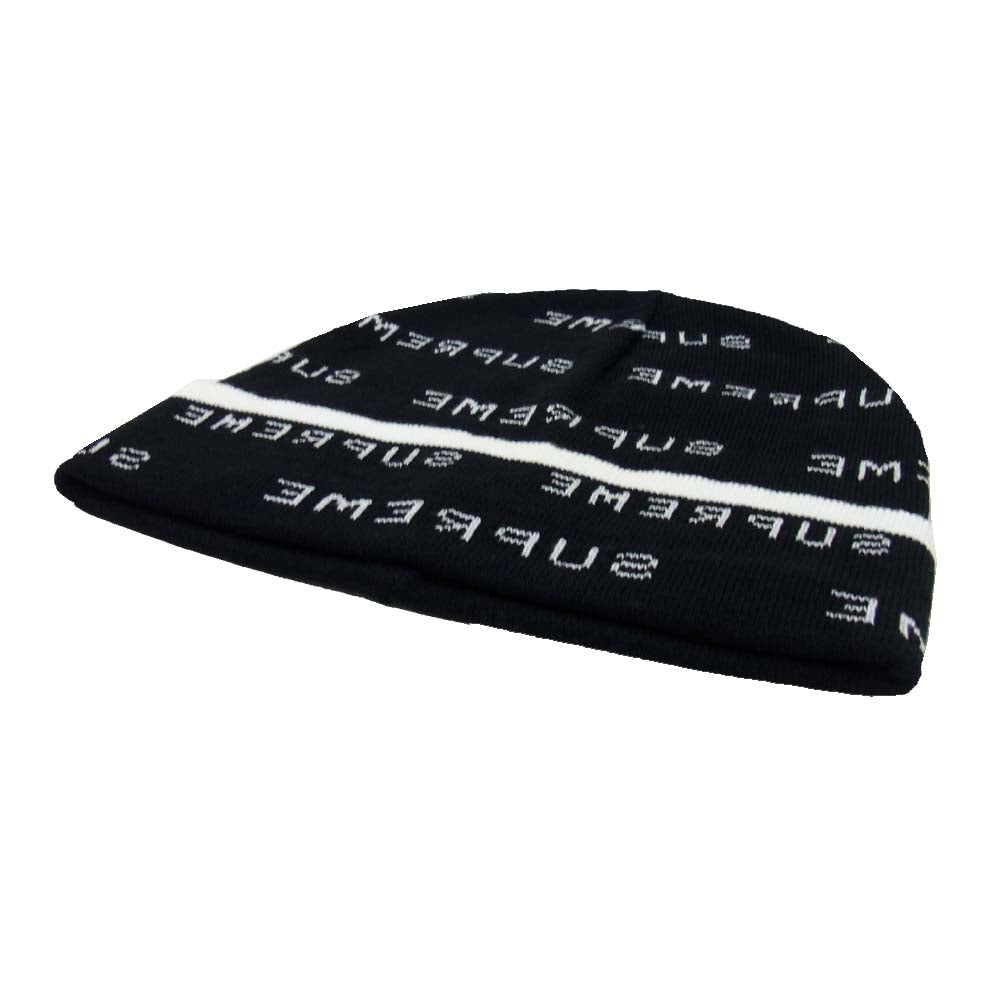 Supreme シュプリーム 20SS Logo Repeat Beanie ロゴ リピート ビーニー ニットキャップ ブラック系 ホワイト系【美品】【中古】
