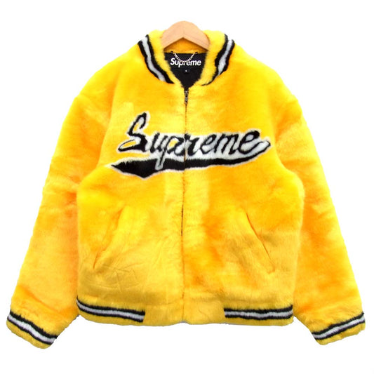 Supreme シュプリーム 20SS RN101837 未使用品 Faux Fur Varsity Jacket ファー ヴァ―シティ ジャケット イエロー系 オレンジ系 S【極上美品】【中古】