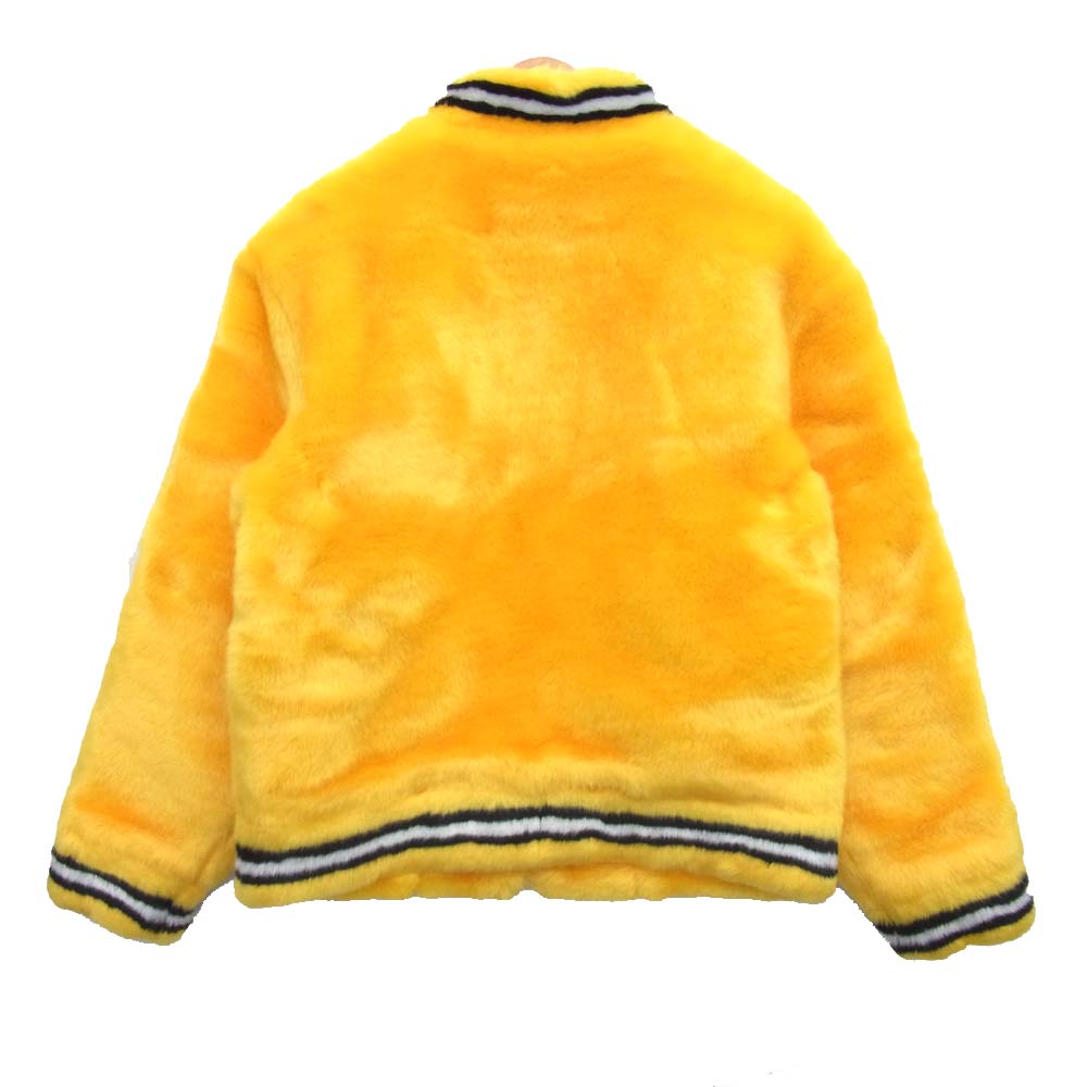 Supreme シュプリーム 20SS RN101837 未使用品 Faux Fur Varsity Jacket ファー ヴァ―シティ ジャケット イエロー系 オレンジ系 S【極上美品】【中古】