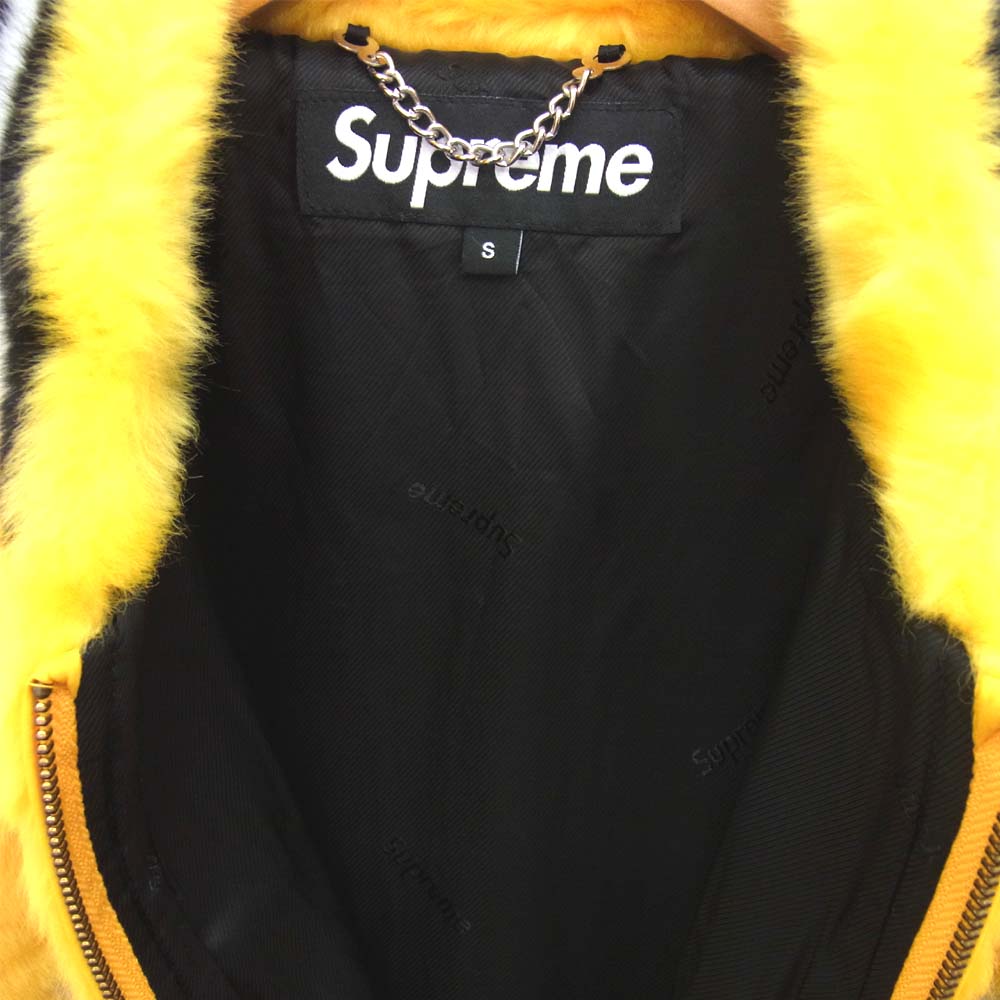 Supreme シュプリーム 20SS RN101837 未使用品 Faux Fur Varsity Jacket ファー ヴァ―シティ ジャケット イエロー系 オレンジ系 S【極上美品】【中古】