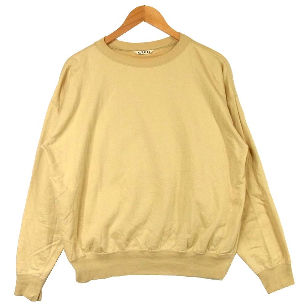 AURALEE オーラリー A7SP01NU SUPER HIGH GAUGE SWEAT BIG P/O プルオーバー スウェット コットン 日本製 ベージュ系 3【中古】