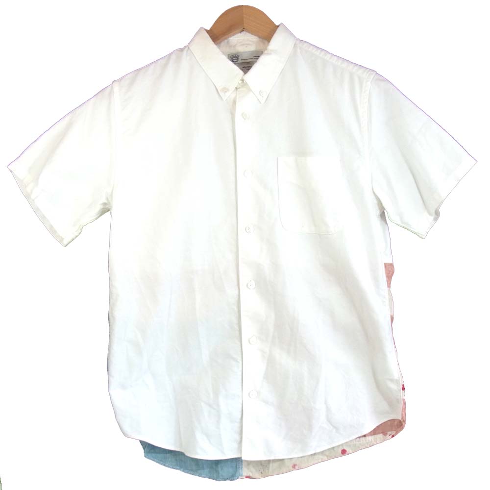 VISVIM ビズビム 14SS 0114105011006 LUNGTA STARS OXFORD B.D. SHIRT 切替 星条旗 半袖シャツ ホワイト系 1【中古】