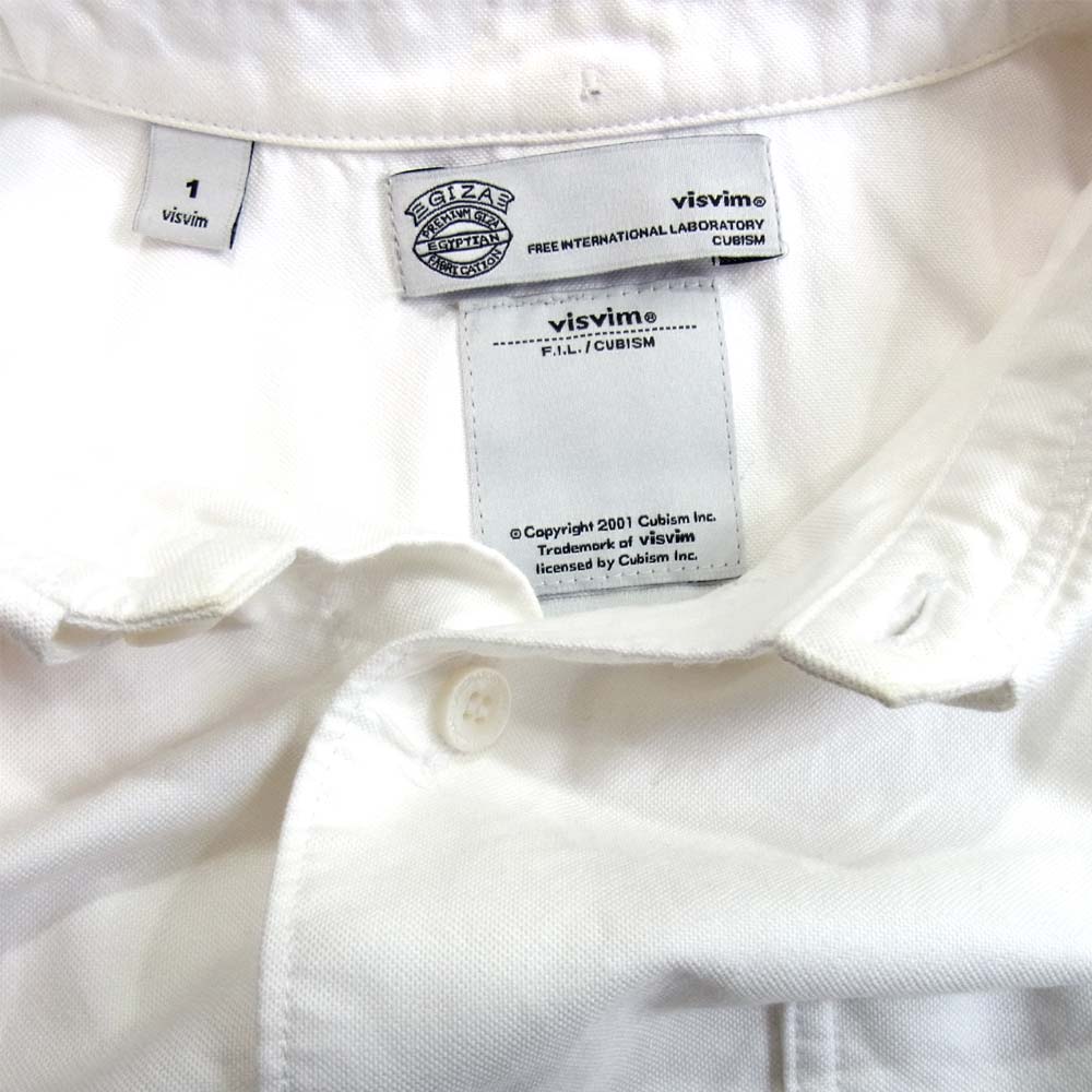 VISVIM ビズビム 14SS 0114105011006 LUNGTA STARS OXFORD B.D. SHIRT 切替 星条旗 半袖シャツ ホワイト系 1【中古】
