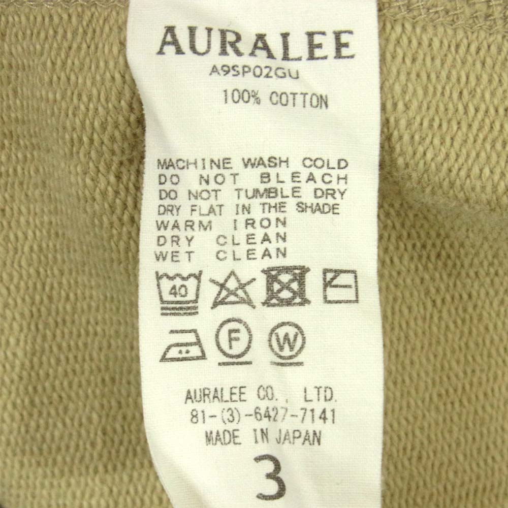 AURALEE オーラリー A9SP02GU SUPER SOFT SWEAT BIG P/O プルオーバー スウェット コットン 日本製 グレージュ系 3【中古】
