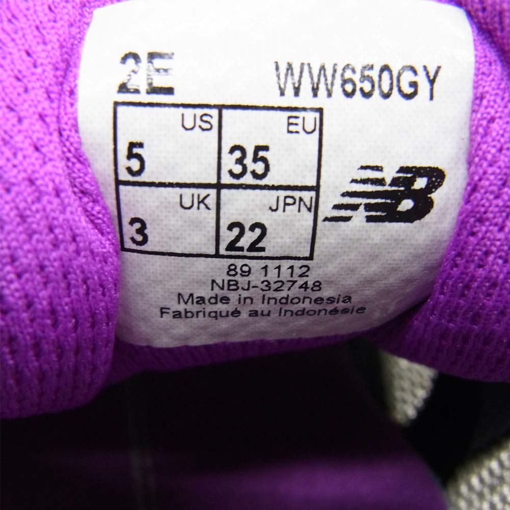 NEW BALANCE ニューバランス WW650GY ウォーキング シューズ グレー系 パープル系 22【新古品】【未使用】【中古】